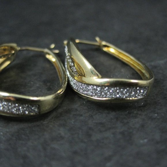Genuine Diamond Earrings Gold Vermeil Over Sterling Silver Latching Closures - Picture 5 of 7